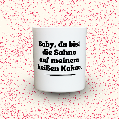 Duftkerze „Baby, du bist die Sahne auf meinem heißen Kakao.“ von Kerzen der Herzen, Sojawachs im Glas