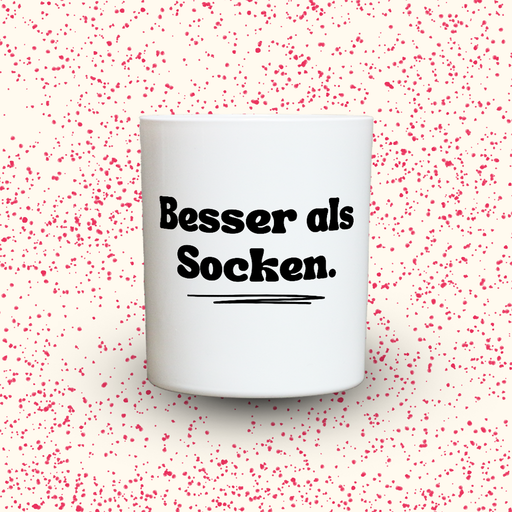 Duftkerze „Besser als Socken.“ von Kerzen der Herzen, Sojawachs im Glas