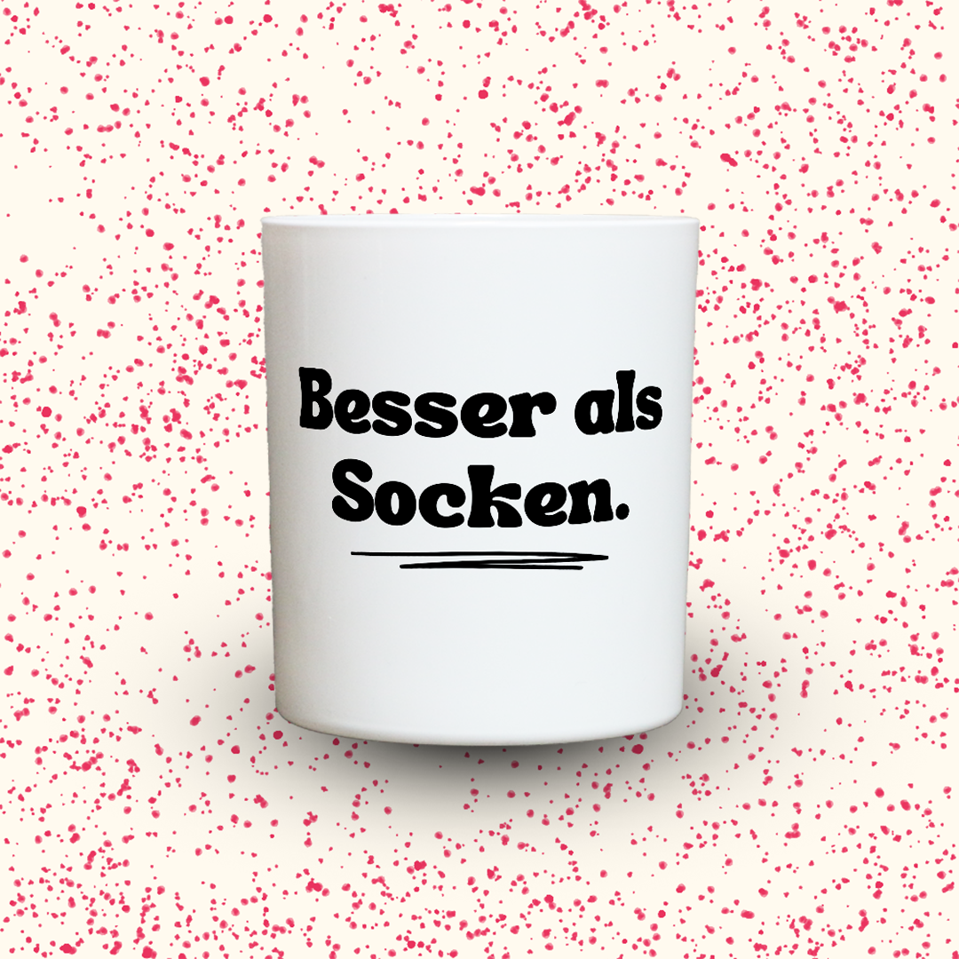 Duftkerze „Besser als Socken.“ von Kerzen der Herzen, Sojawachs im Glas