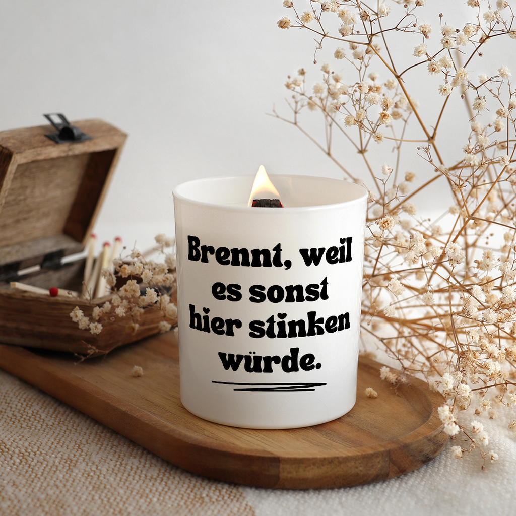 Duftkerze „Brennt, weil es sonst hier stinken würde.“ von Kerzen der Herzen – Bild 2