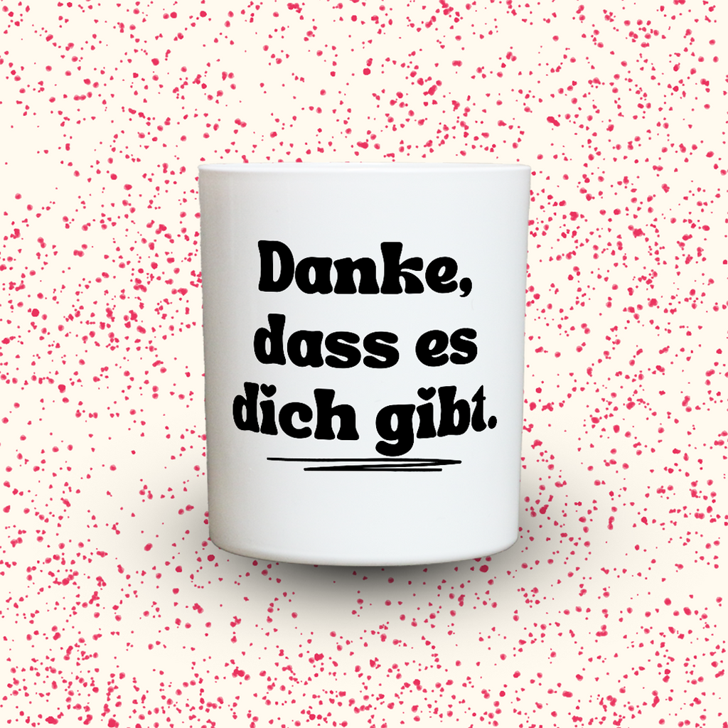 Duftkerze „Danke, dass es dich gibt.“ von Kerzen der Herzen, Sojawachs im Glas