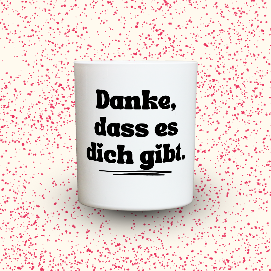 Duftkerze „Danke, dass es dich gibt.“ von Kerzen der Herzen, Sojawachs im Glas