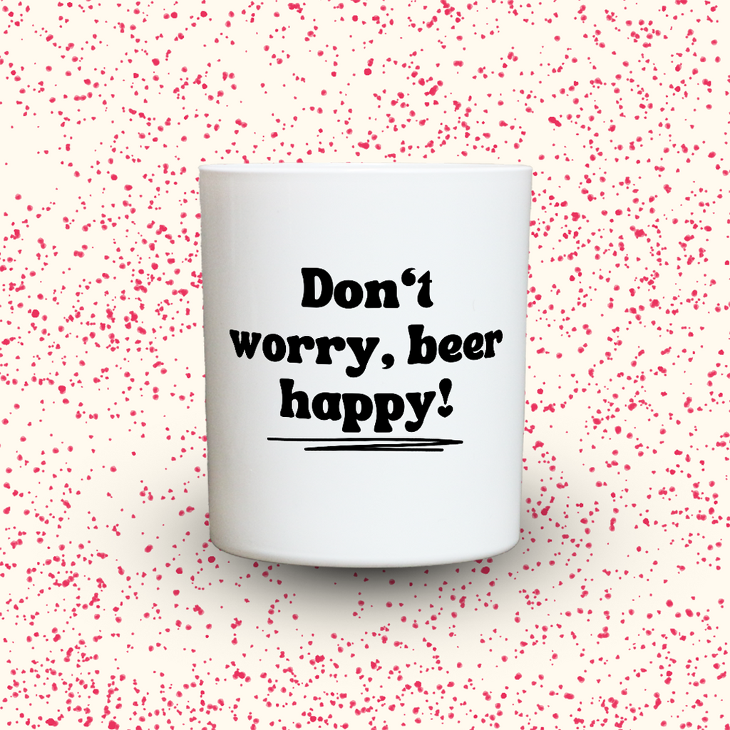 Duftkerze „Don‘t worry, beer happy!“ von Kerzen der Herzen, Sojawachs im Glas