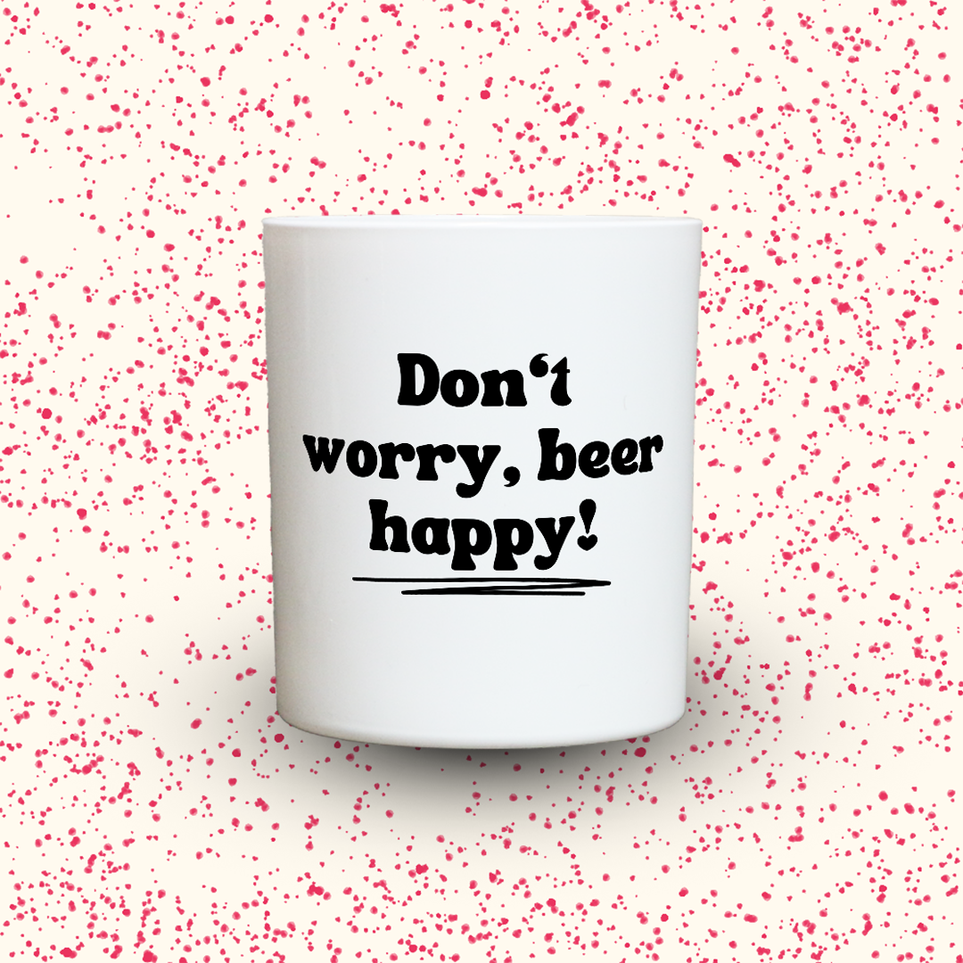 Duftkerze „Don‘t worry, beer happy!“ von Kerzen der Herzen, Sojawachs im Glas