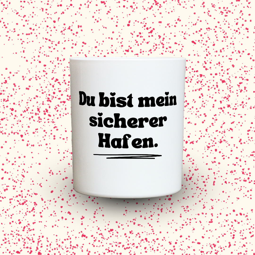 Duftkerze „Du bist mein sicherer Hafen.“ von Kerzen der Herzen, Sojawachs im Glas