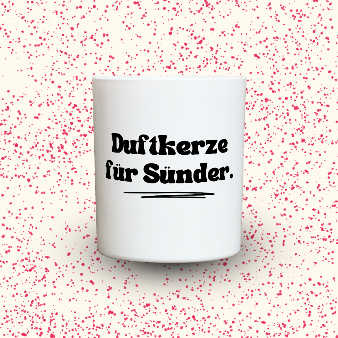 Duftkerze „Duftkerze für Sünder.“ von Kerzen der Herzen, Sojawachs im Glas