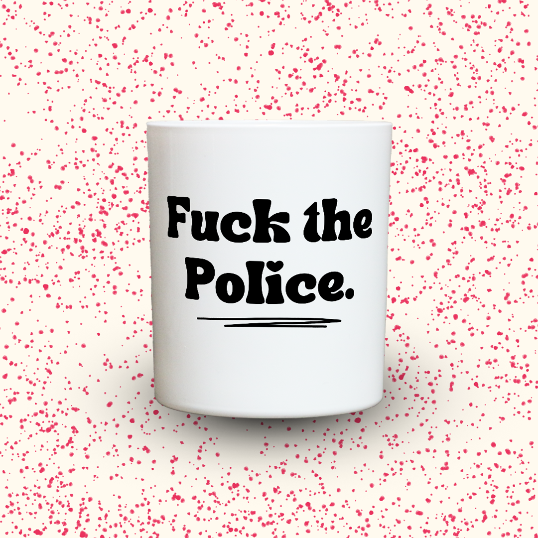 Duftkerze „Fuck the Police.“ von Kerzen der Herzen, Sojawachs im Glas