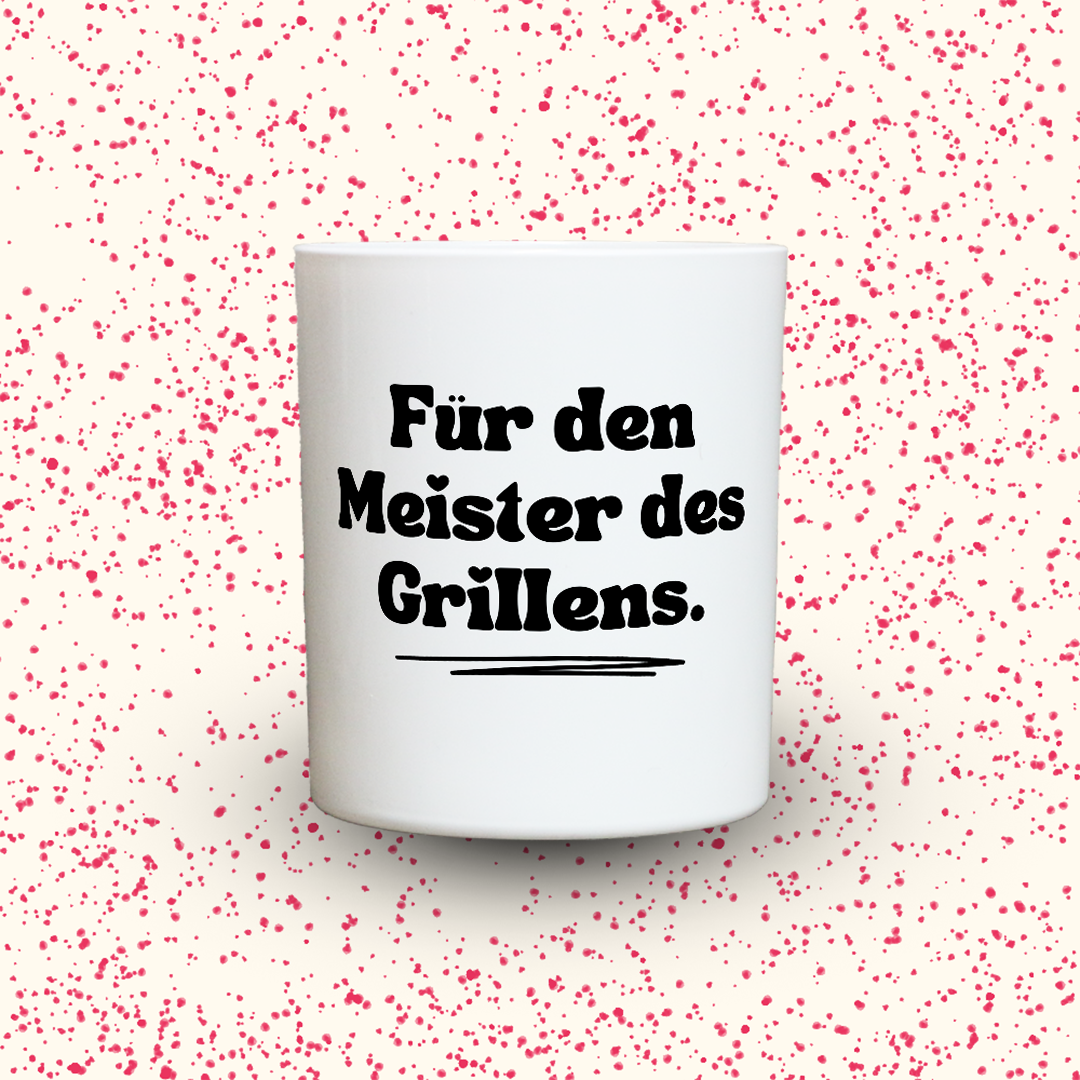 Duftkerze „Für den Meister des Grillens.“ von Kerzen der Herzen, Sojawachs im Glas