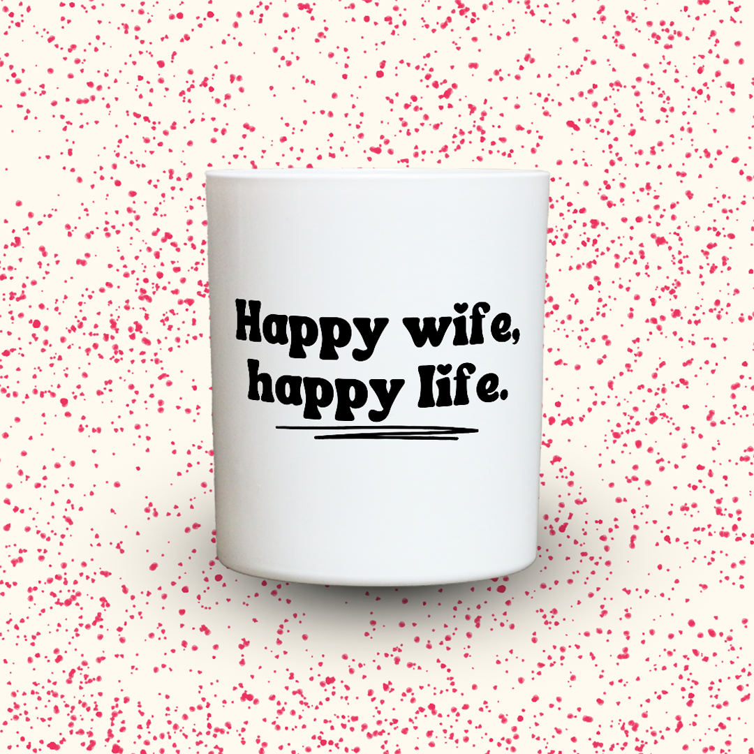 Duftkerze „Happy wife, happy life.“ von Kerzen der Herzen, Sojawachs im Glas
