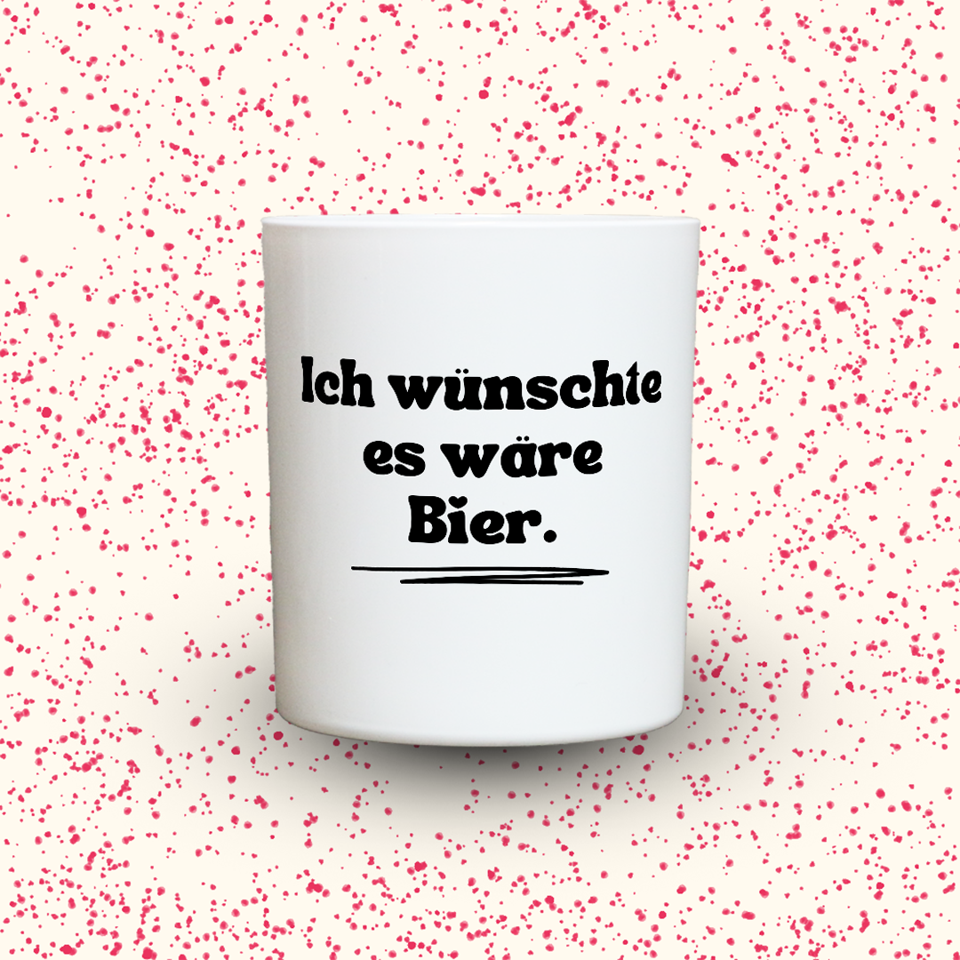Duftkerze „Ich wünschte es wäre Bier.“ von Kerzen der Herzen, Sojawachs im Glas