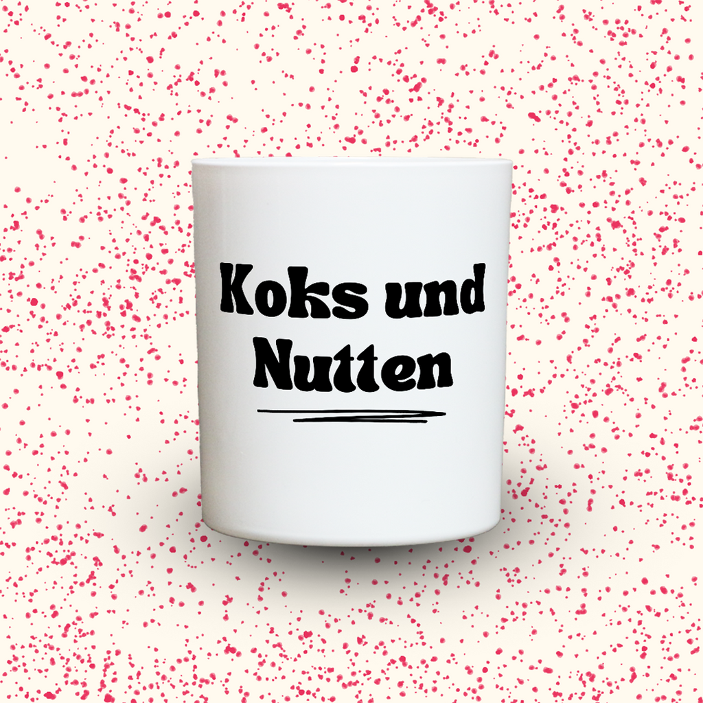 Duftkerze „Koks und Nutten“ von Kerzen der Herzen, Sojawachs im Glas