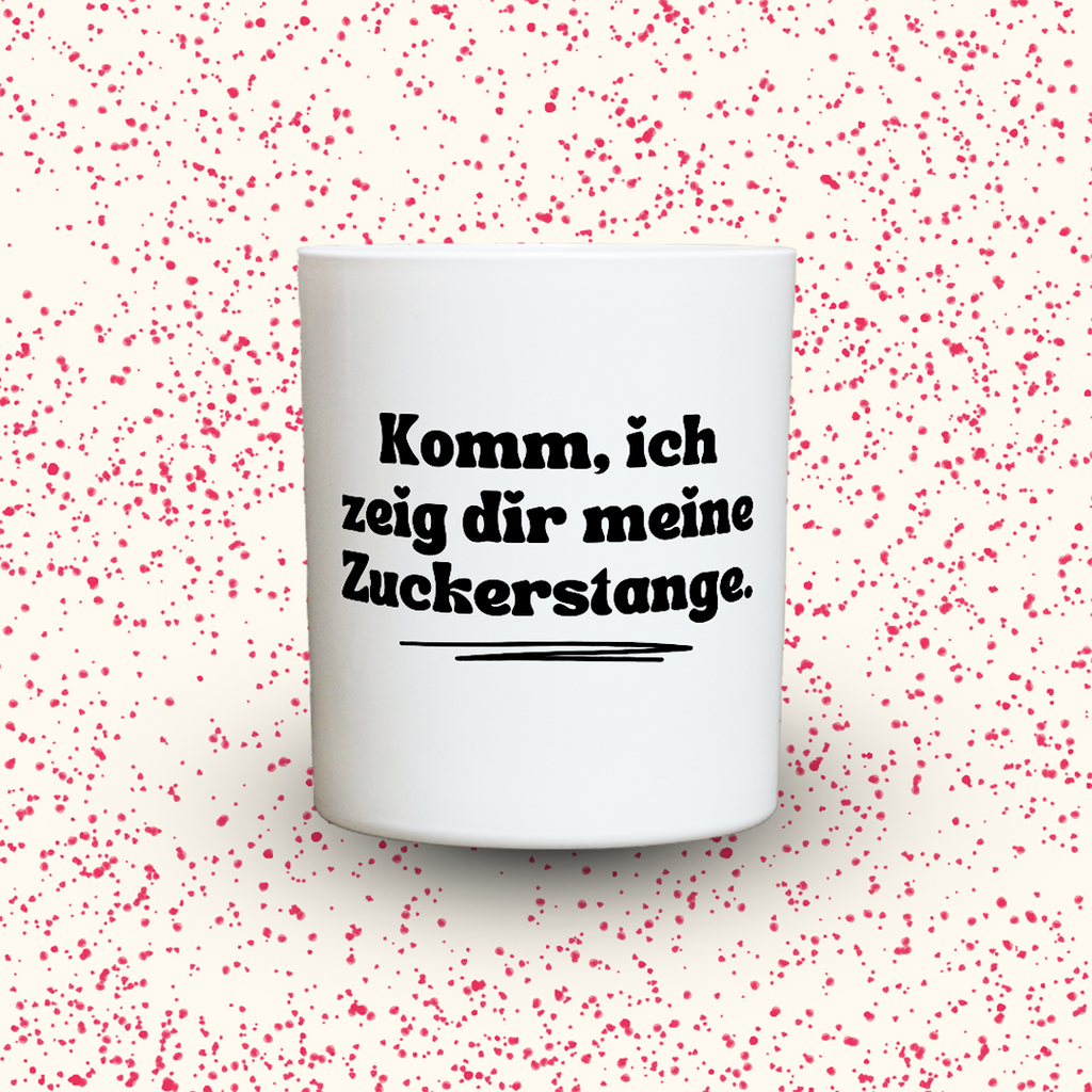 Duftkerze „Komm, ich zeig dir meine Zuckerstange.“ von Kerzen der Herzen, Sojawachs im Glas