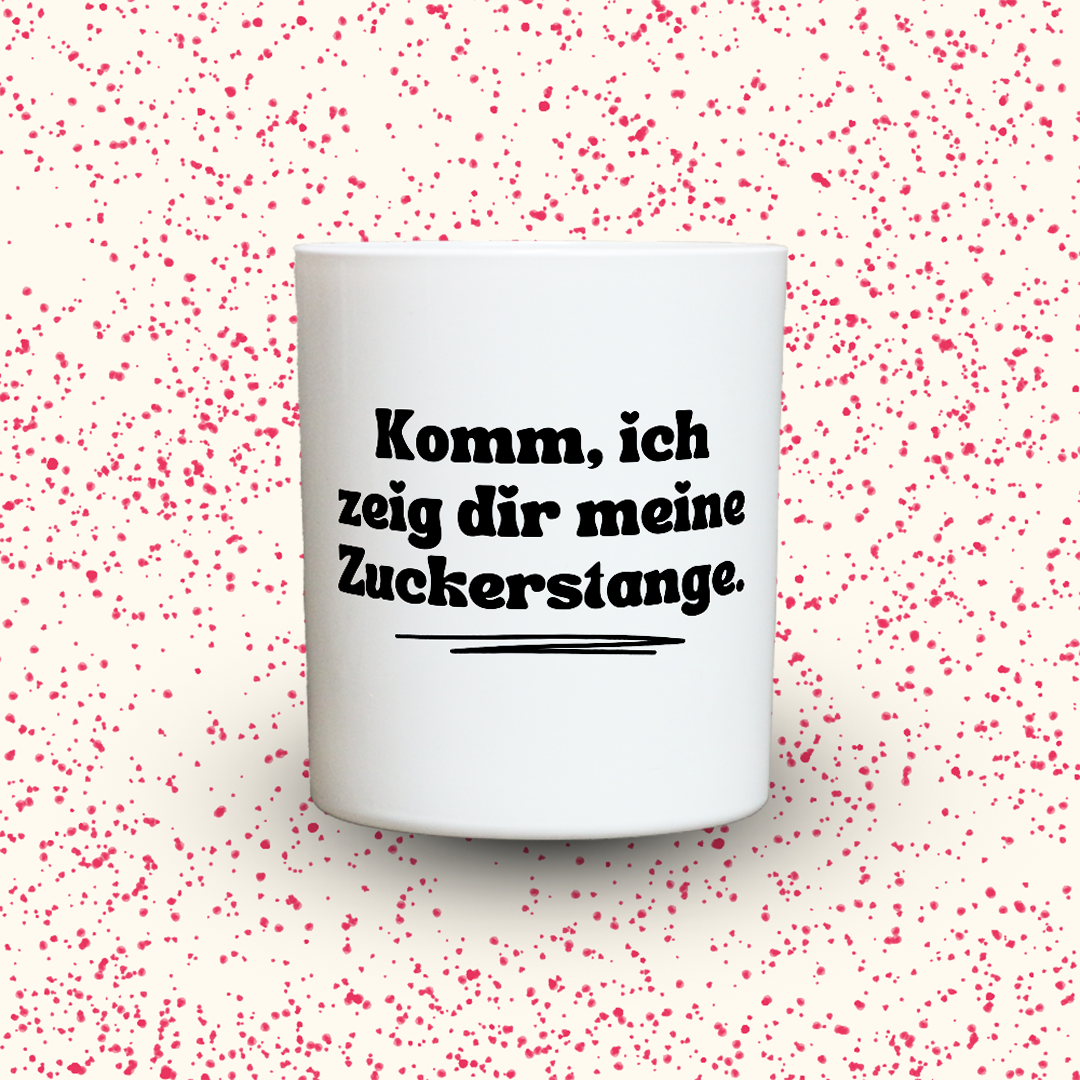 Duftkerze „Komm, ich zeig dir meine Zuckerstange.“ von Kerzen der Herzen, Sojawachs im Glas