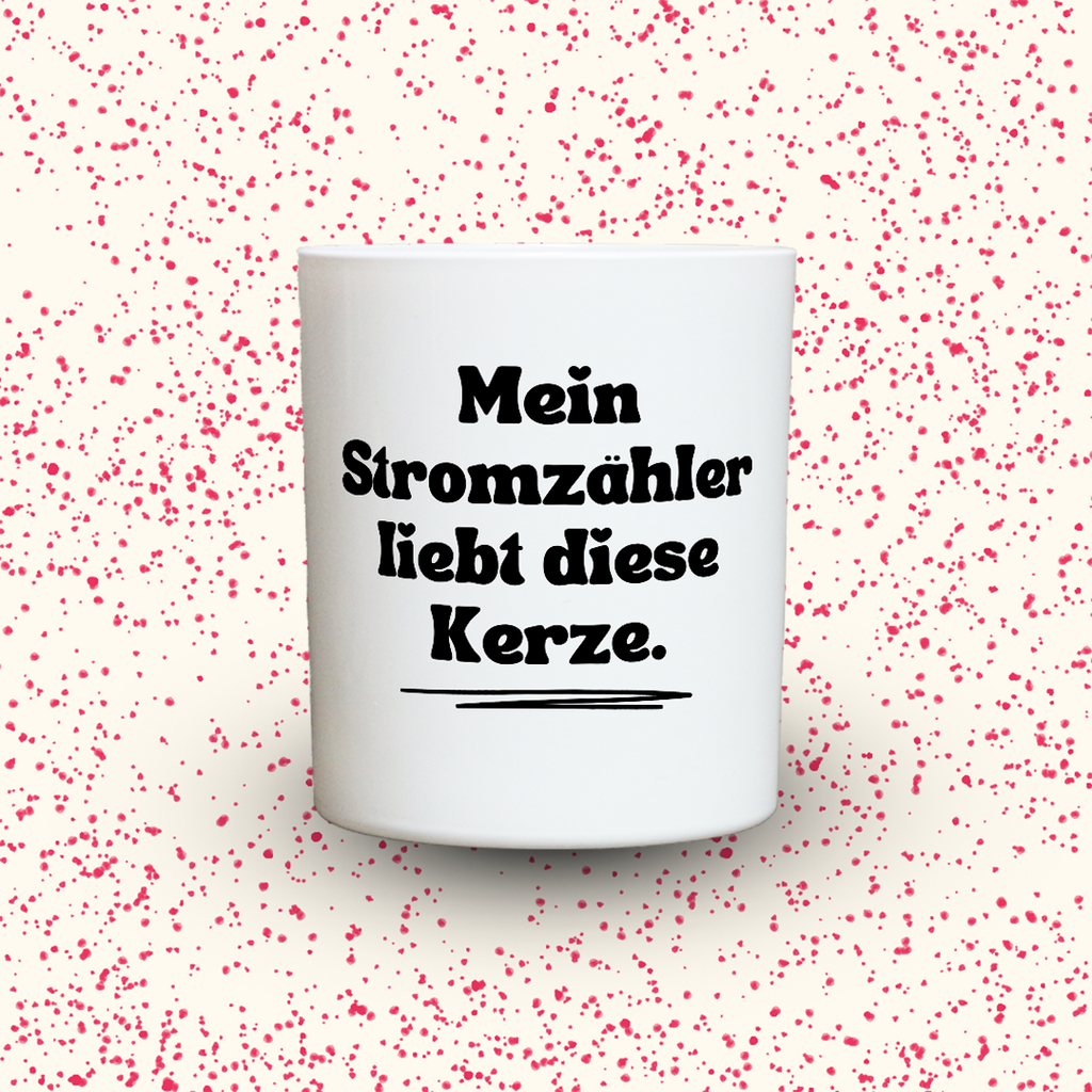Duftkerze „Mein Stromzähler liebt diese Kerze.“ von Kerzen der Herzen, Sojawachs im Glas