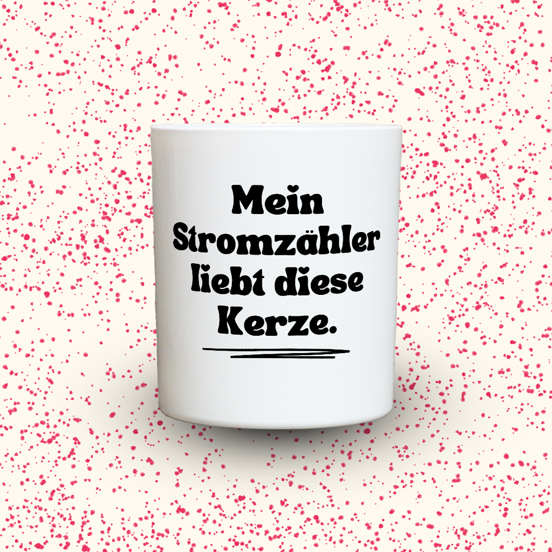 Duftkerze „Mein Stromzähler liebt diese Kerze.“ von Kerzen der Herzen, Sojawachs im Glas