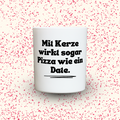 Duftkerze „Mit Kerze wirkt sogar Pizza wie ein Date.“ von Kerzen der Herzen, Sojawachs im Glas