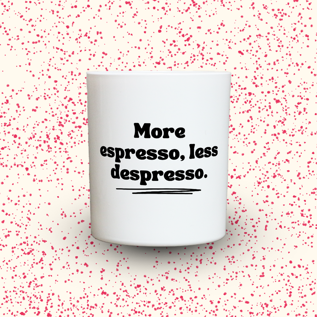 Duftkerze „More espresso, less despresso.“ von Kerzen der Herzen, Sojawachs im Glas