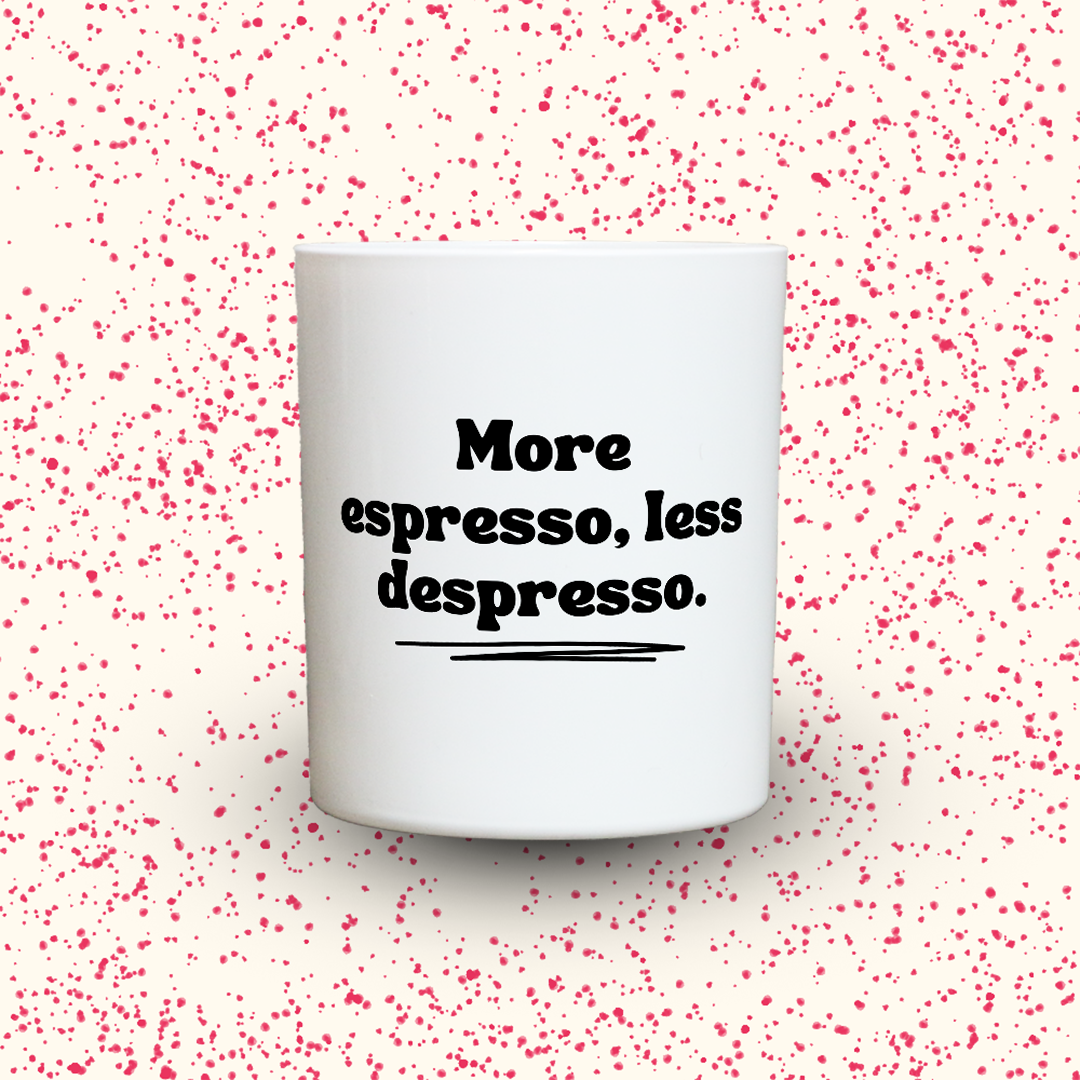 Duftkerze „More espresso, less despresso.“ von Kerzen der Herzen, Sojawachs im Glas