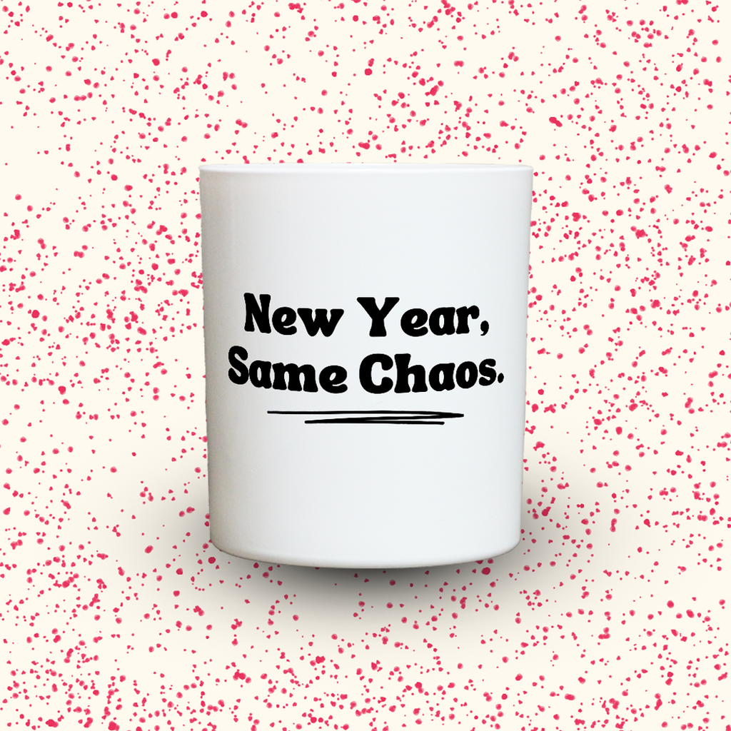 Duftkerze „New Year, Same Chaos.“ von Kerzen der Herzen, Sojawachs im Glas