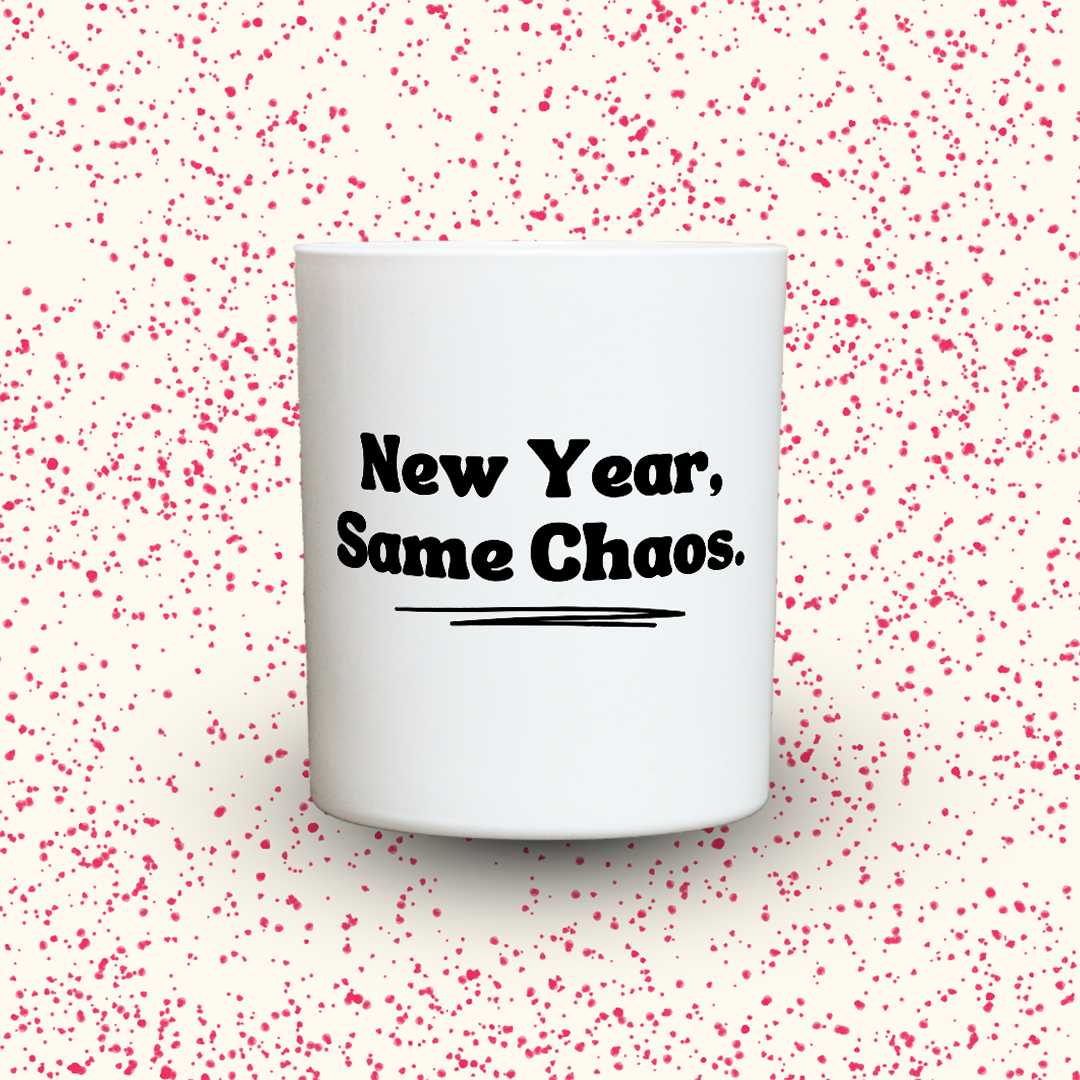 Duftkerze „New Year, Same Chaos.“ von Kerzen der Herzen, Sojawachs im Glas
