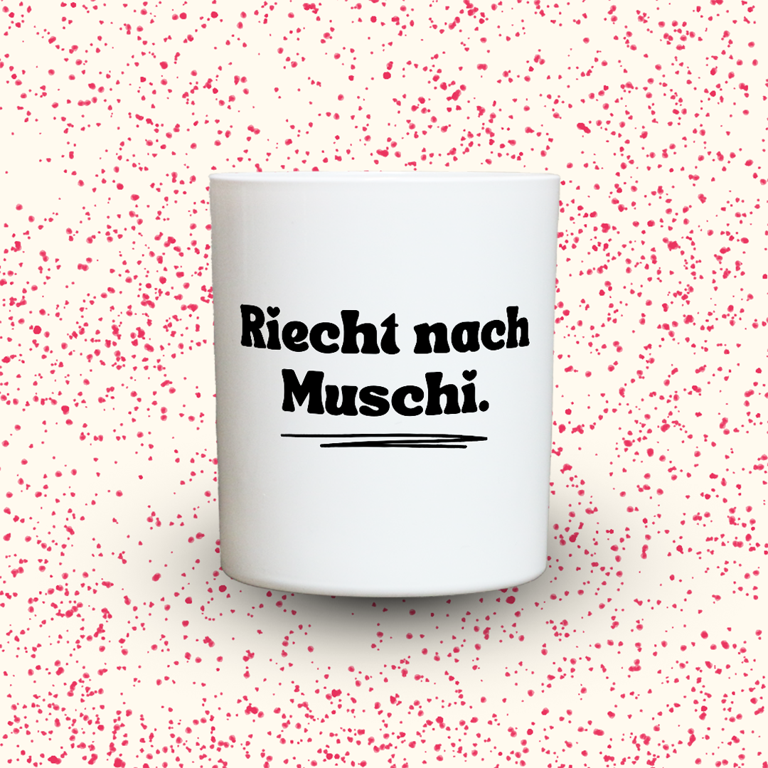 Duftkerze „Riecht nach Muschi.“ von Kerzen der Herzen, Sojawachs im Glas