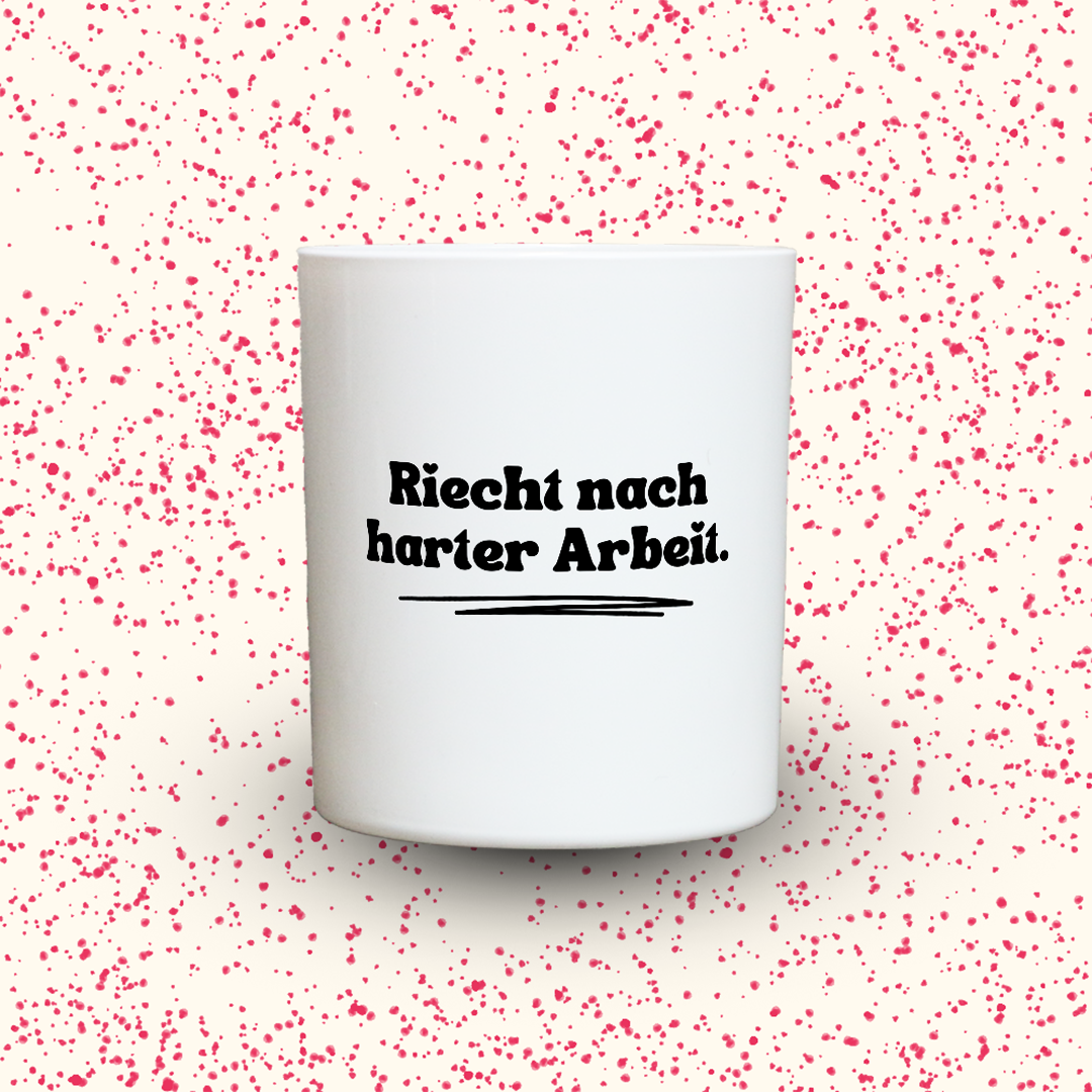 Duftkerze „Riecht nach harter Arbeit.“ von Kerzen der Herzen, Sojawachs im Glas