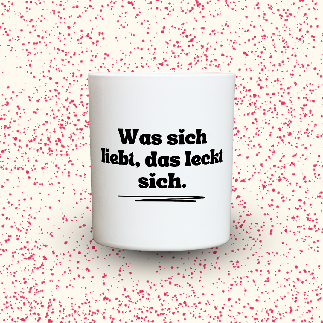Duftkerze „Was sich liebt, das leckt sich.“ von Kerzen der Herzen, Sojawachs im Glas